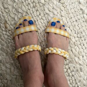 Draper James Yellow Gingham Braided Sandals